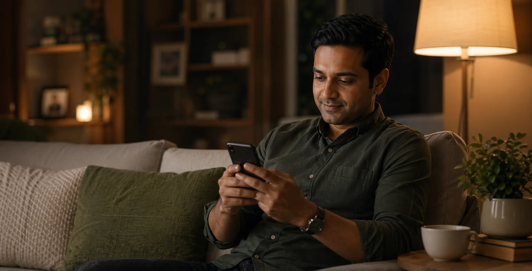 Family member reading care updates on a phone