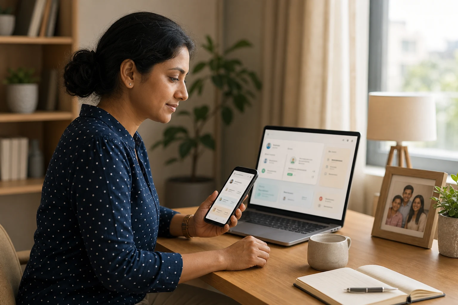 Family care workspace on a laptop